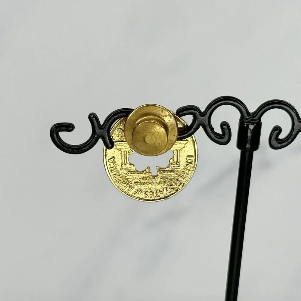 Vintage 1972 US Penny Coin Four Leaf Clover Good Luck Cut Out Lapel Tie Tack Pin